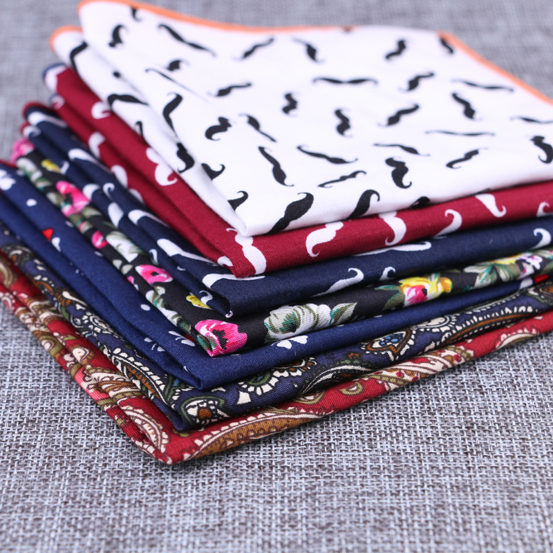Handkerchief Cotton Men - 패션 코튼 포켓 스퀘어 플라워 비어드