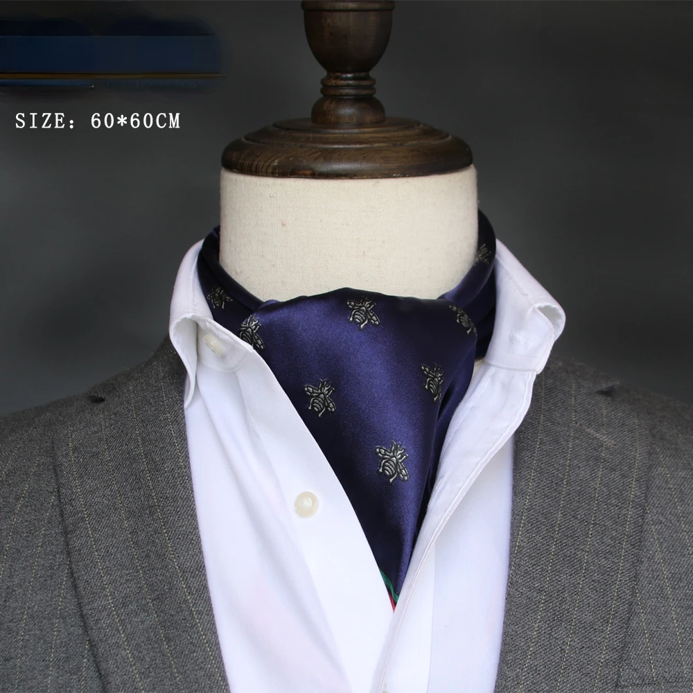 Ascot Neck Scarf - 영국 남성 실크 스카프 작은 사각형