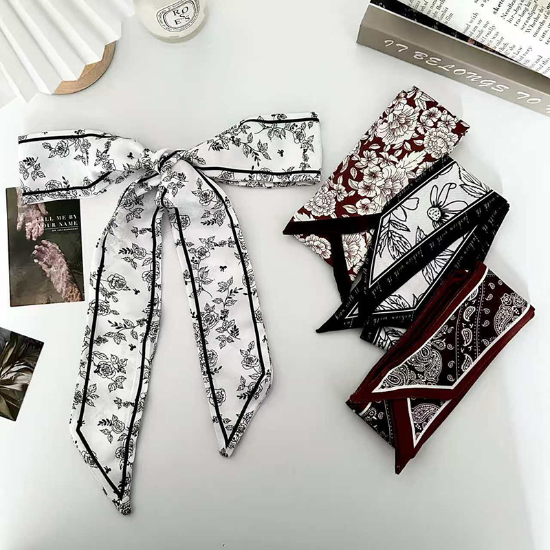Head Wrap Turban - 럭셔리 패션 여성용 스키니 실크 스카프