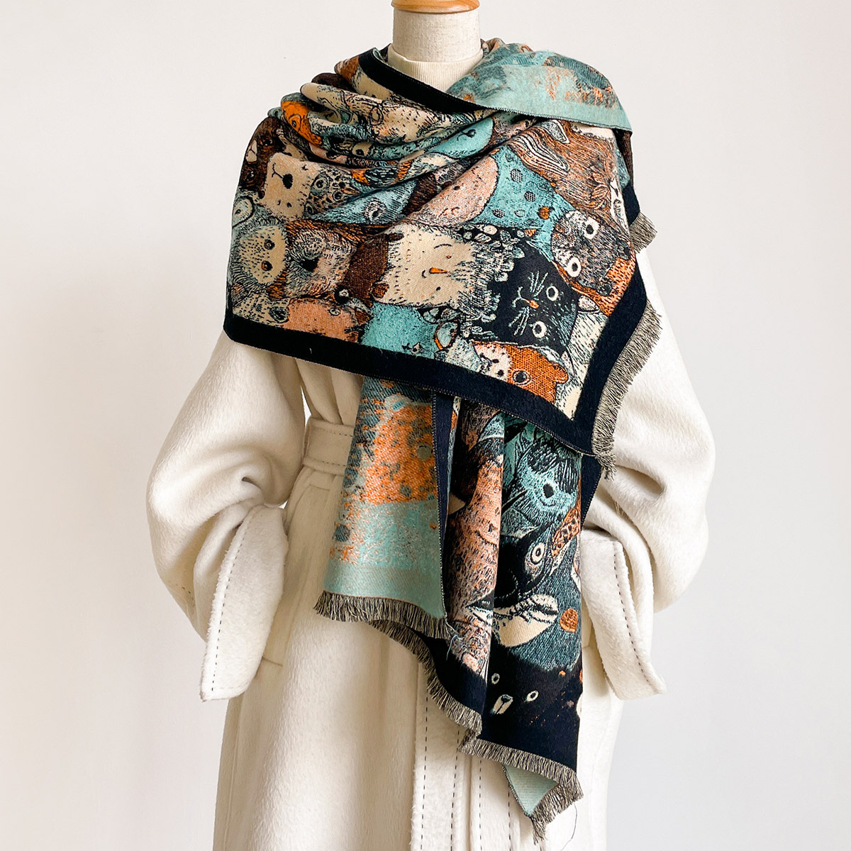 여성용 인조 캐시미어 스카프 두꺼운 따뜻한 숄 가을 프 - Pashmina Wrap Large 리뷰 및 가격