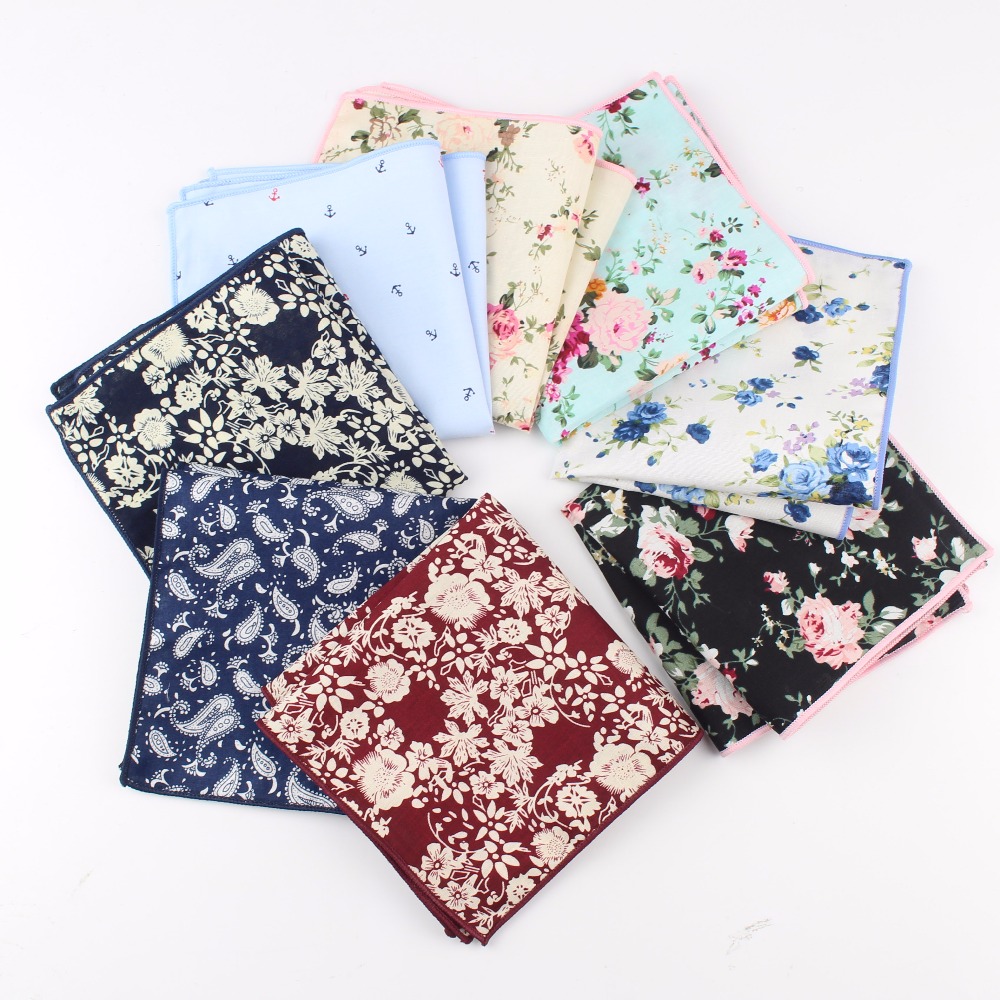 페이즐리 코튼 손수건, 우븐 플로랄 프린트 플라워 포켓 - Handkerchief Cotton Men 리뷰 및 가격