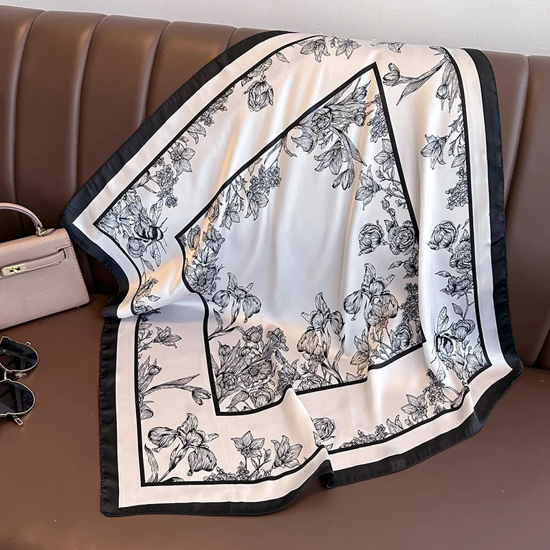 여성용 플라워 프린트 실크 스퀘어 스카프, 럭셔리 풀라 - Silk Neck Scarf 리뷰 및 가격