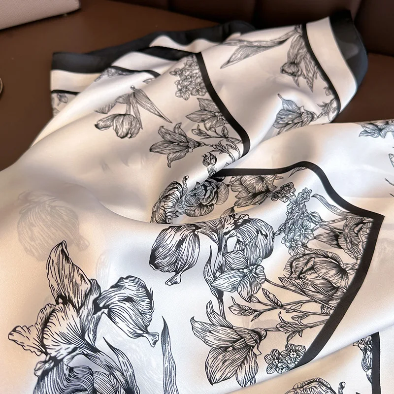 여성용 플라워 프린트 실크 스퀘어 스카프, 럭셔리 풀라 - Silk Neck Scarf 리뷰 및 가격
